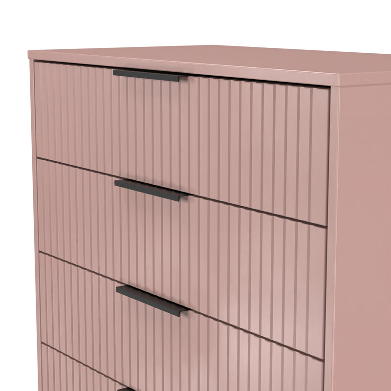 Fluted 5 Drawer Chest in Kobe Pink - Ready Assembled