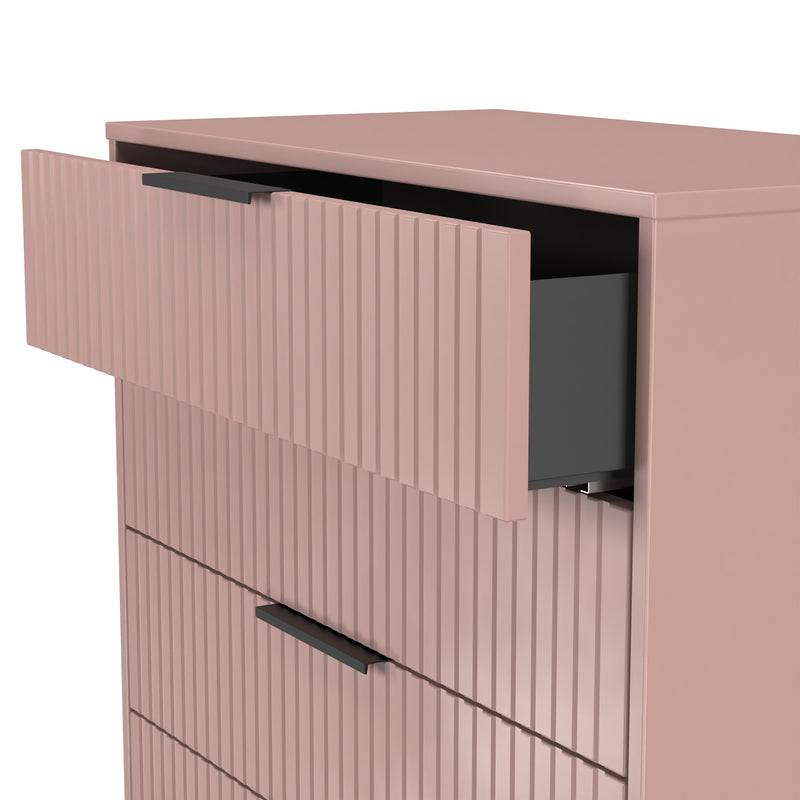 Fluted 5 Drawer Chest in Kobe Pink - Ready Assembled