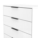 Fluted 5 Drawer Chest in White Matt - Ready Assembled