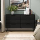 Fluted 6 Drawer Midi Chest in Black Ash - Ready Assembled