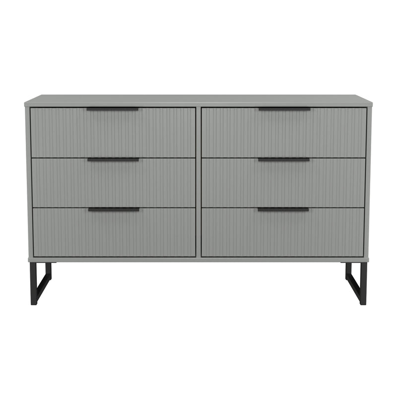 Fluted 6 Drawer Midi Chest in Dusk Grey - Ready Assembled