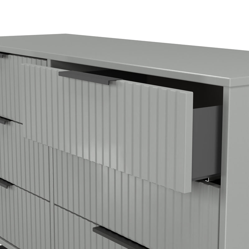 Fluted 6 Drawer Midi Chest in Dusk Grey - Ready Assembled