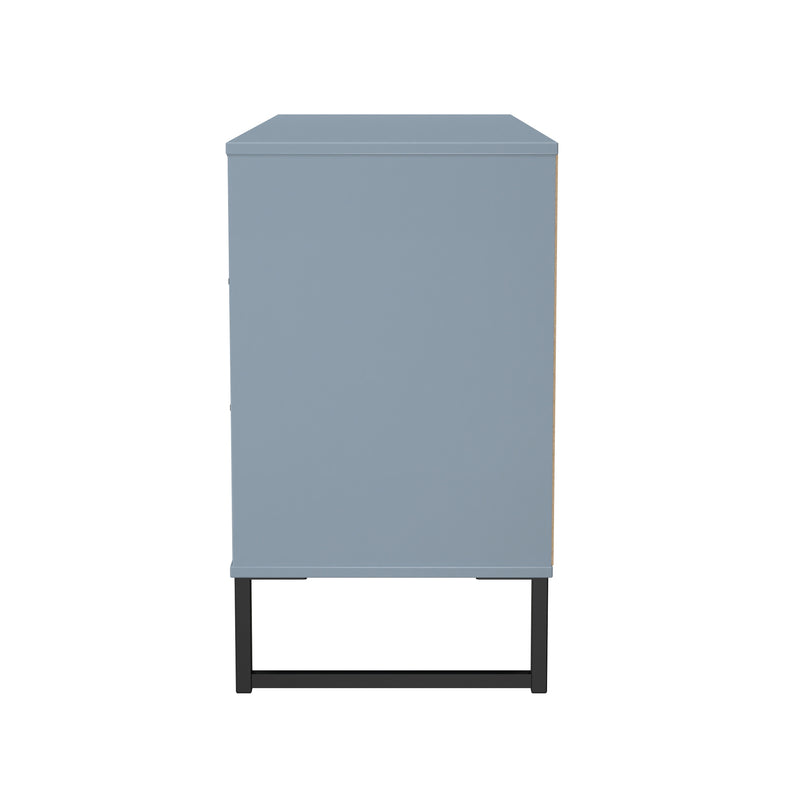 Fluted 6 Drawer Midi Chest in Denim Blue - Ready Assembled