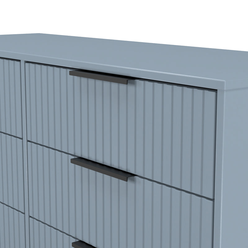 Fluted 6 Drawer Midi Chest in Denim Blue - Ready Assembled