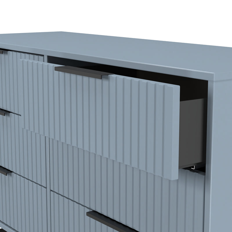 Fluted 6 Drawer Midi Chest in Denim Blue - Ready Assembled