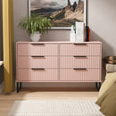 Fluted 6 Drawer Midi Chest in Kobe Pink - Ready Assembled