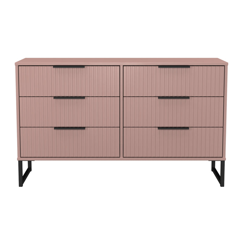 Fluted 6 Drawer Midi Chest in Kobe Pink - Ready Assembled