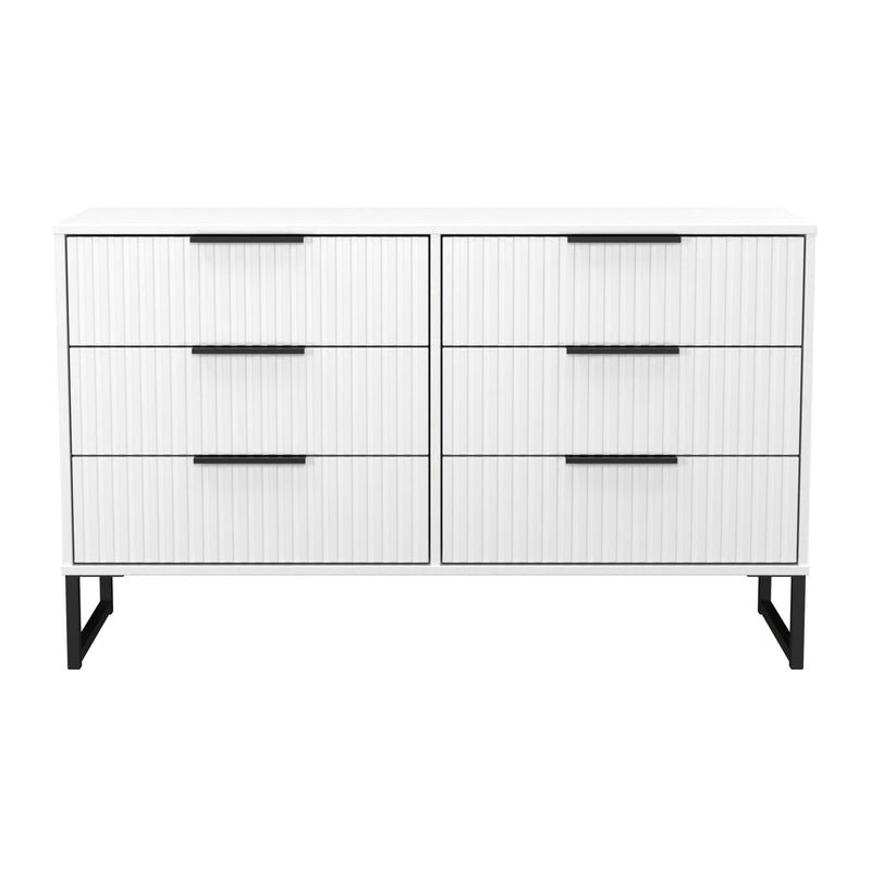 Fluted 6 Drawer Midi Chest in White Matt - Ready Assembled