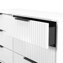 Fluted 6 Drawer Midi Chest in White Matt - Ready Assembled
