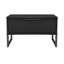 Fluted 1 Drawer Wide Side Table in Black Ash - Ready Assembled