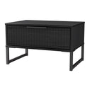 Fluted 1 Drawer Wide Side Table in Black Ash - Ready Assembled