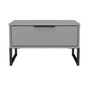 Fluted 1 Drawer Wide Side Table in Dusk Grey - Ready Assembled