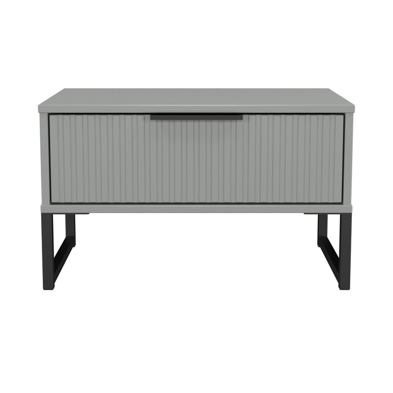 Fluted 1 Drawer Wide Side Table in Dusk Grey - Ready Assembled