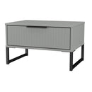 Fluted 1 Drawer Wide Side Table in Dusk Grey - Ready Assembled