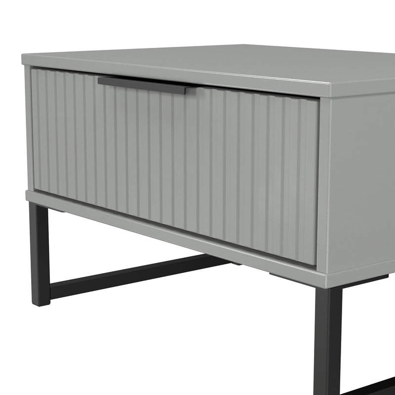 Fluted 1 Drawer Wide Side Table in Dusk Grey - Ready Assembled