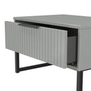 Fluted 1 Drawer Wide Side Table in Dusk Grey - Ready Assembled