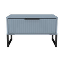 Fluted 1 Drawer Wide Side Table in Denim Blue - Ready Assembled