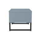 Fluted 1 Drawer Wide Side Table in Denim Blue - Ready Assembled
