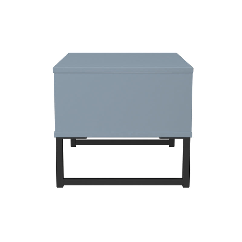 Fluted 1 Drawer Wide Side Table in Denim Blue - Ready Assembled