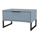 Fluted 1 Drawer Wide Side Table in Denim Blue - Ready Assembled