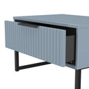 Fluted 1 Drawer Wide Side Table in Denim Blue - Ready Assembled