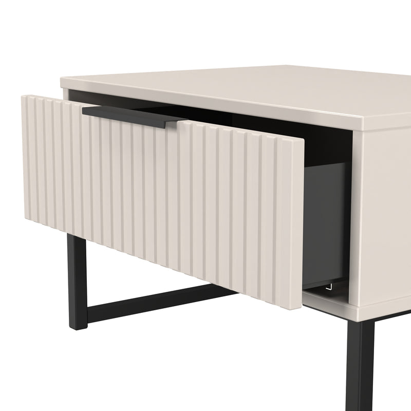 Fluted 1 Drawer Wide Side Table in Kashmir Matt - Ready Assembled