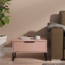 Fluted 1 Drawer Wide Side Table in Kobe Pink - Ready Assembled