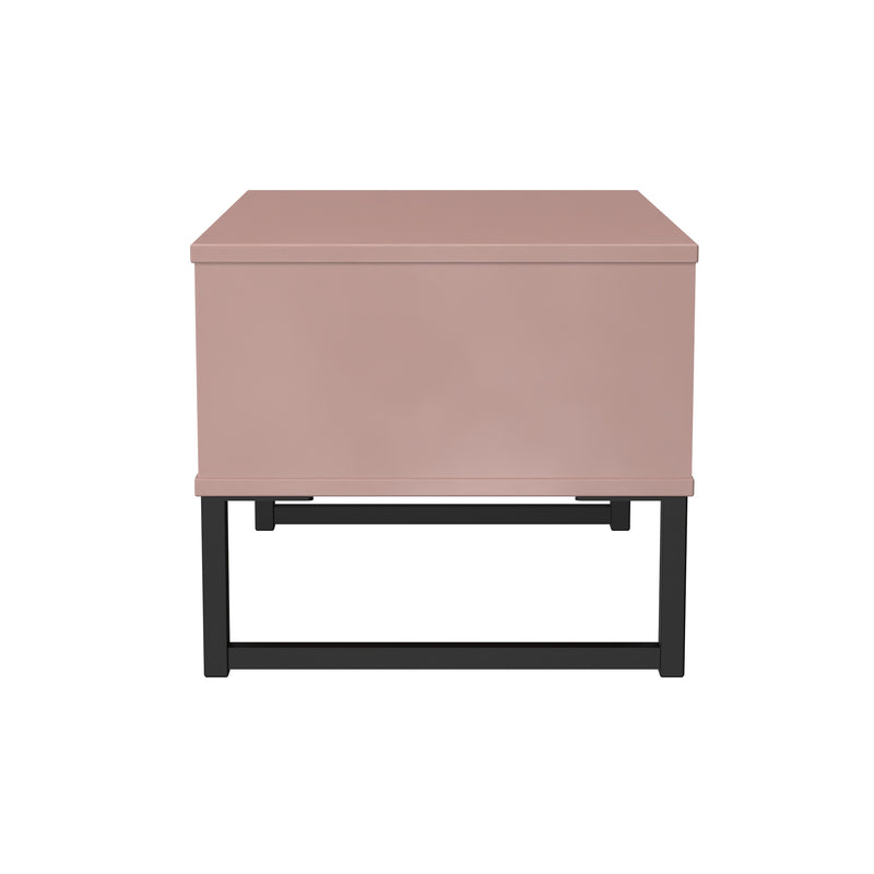 Fluted 1 Drawer Wide Side Table in Kobe Pink - Ready Assembled