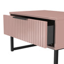 Fluted 1 Drawer Wide Side Table in Kobe Pink - Ready Assembled