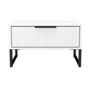 Fluted 1 Drawer Wide Side Table in White Matt - Ready Assembled