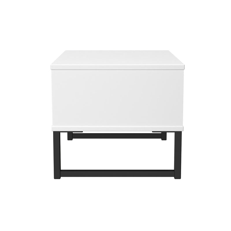 Fluted 1 Drawer Wide Side Table in White Matt - Ready Assembled