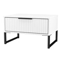 Fluted 1 Drawer Wide Side Table in White Matt - Ready Assembled