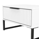 Fluted 1 Drawer Wide Side Table in White Matt - Ready Assembled