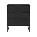 Fluted 3 Drawer Chest in Black Ash - Ready Assembled