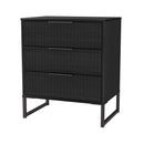 Fluted 3 Drawer Chest in Black Ash - Ready Assembled