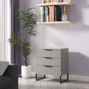 Fluted 3 Drawer Chest in Dusk Grey - Ready Assembled