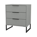 Fluted 3 Drawer Chest in Dusk Grey - Ready Assembled