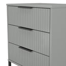 Fluted 3 Drawer Chest in Dusk Grey - Ready Assembled