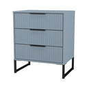 Fluted 3 Drawer Chest in Denim Blue - Ready Assembled
