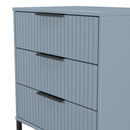 Fluted 3 Drawer Chest in Denim Blue - Ready Assembled