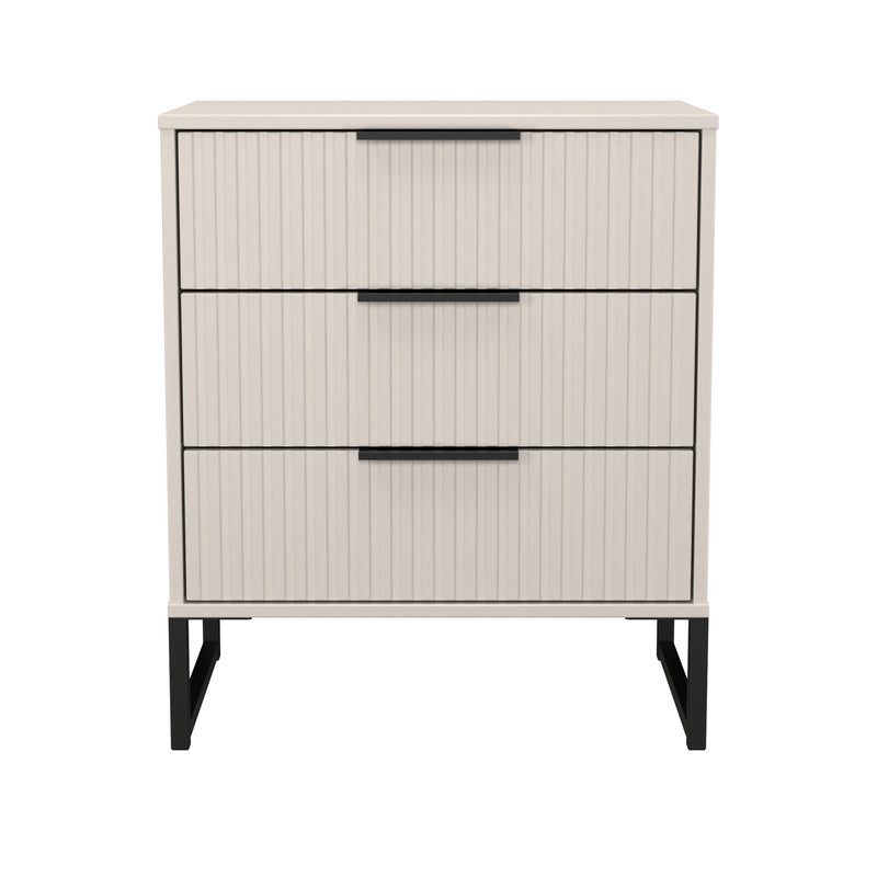 Fluted 3 Drawer Chest in Kashmir Matt - Ready Assembled
