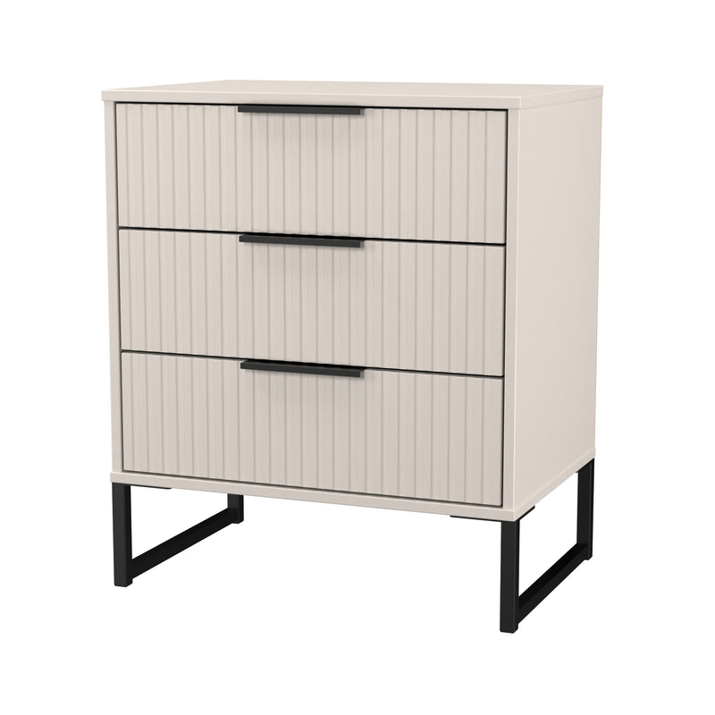 Fluted 3 Drawer Chest in Kashmir Matt - Ready Assembled