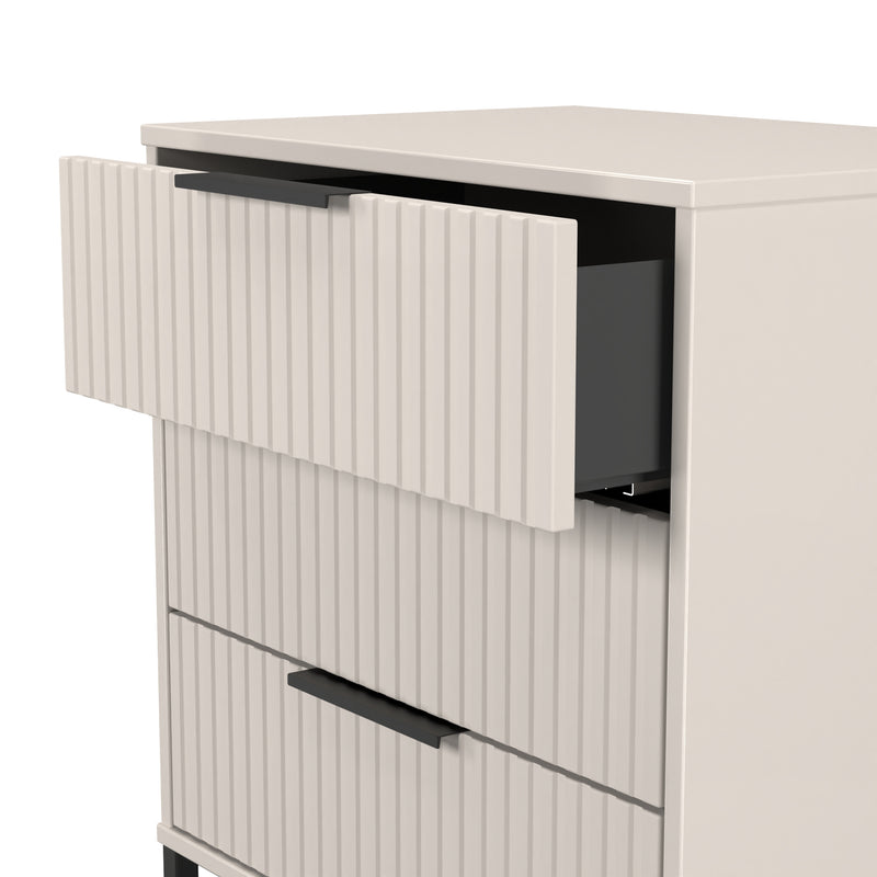 Fluted 3 Drawer Chest in Kashmir Matt - Ready Assembled
