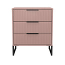Fluted 3 Drawer Chest in Kobe Pink - Ready Assembled