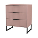 Fluted 3 Drawer Chest in Kobe Pink - Ready Assembled