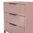 Fluted 3 Drawer Chest in Kobe Pink - Ready Assembled