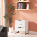 Fluted 3 Drawer Chest in White Matt - Ready Assembled