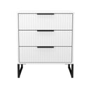 Fluted 3 Drawer Chest in White Matt - Ready Assembled