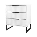 Fluted 3 Drawer Chest in White Matt - Ready Assembled