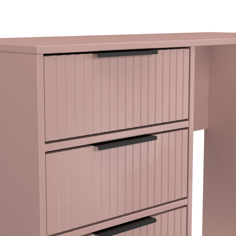 Fluted 4 Drawer Vanity in Kobe Pink - Ready Assembled